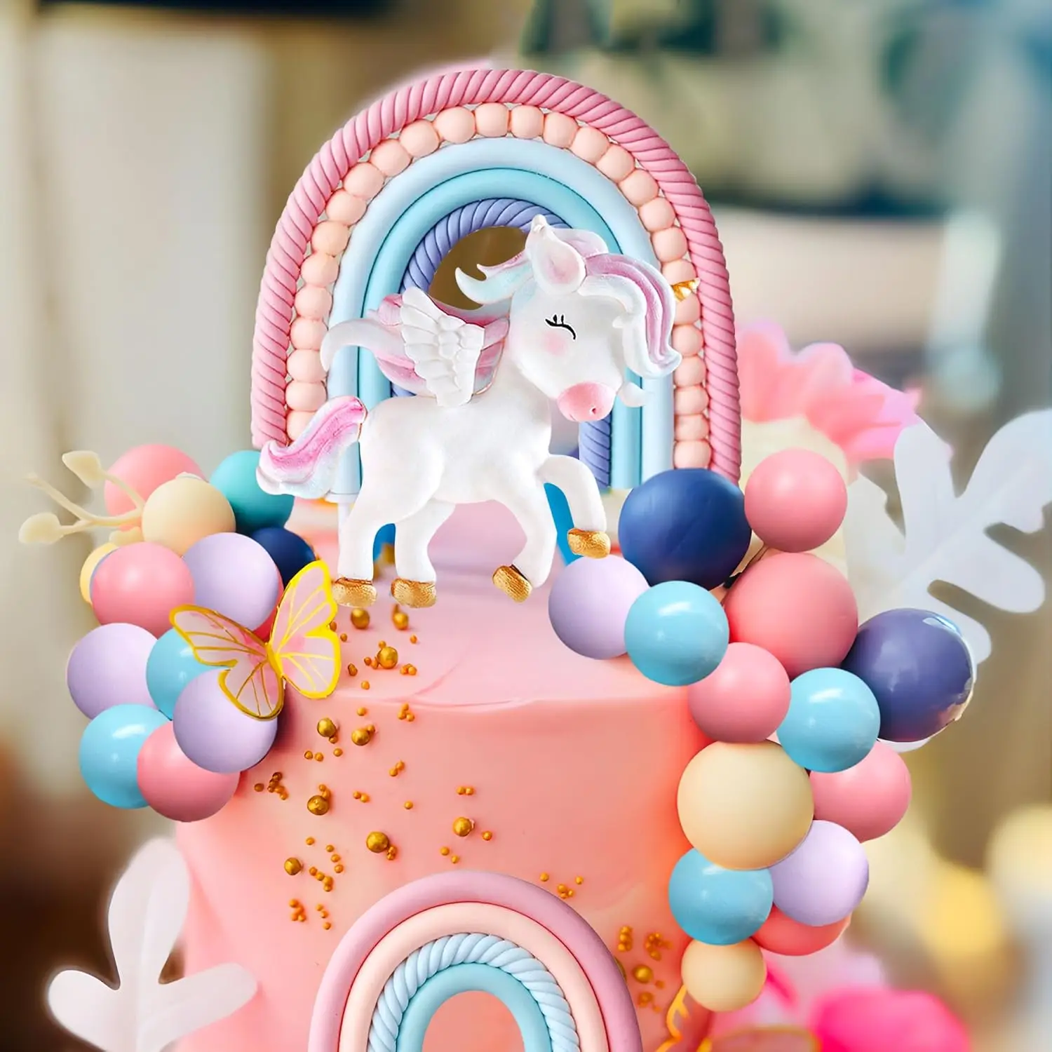 Regenbogen Pony Einhorn Kuchen Dekoration Pony Geburtstag Dekoration Einhorn Party Gefälligkeiten Geburtstag Kuchen Dekoration für Mädchen – Detail 9