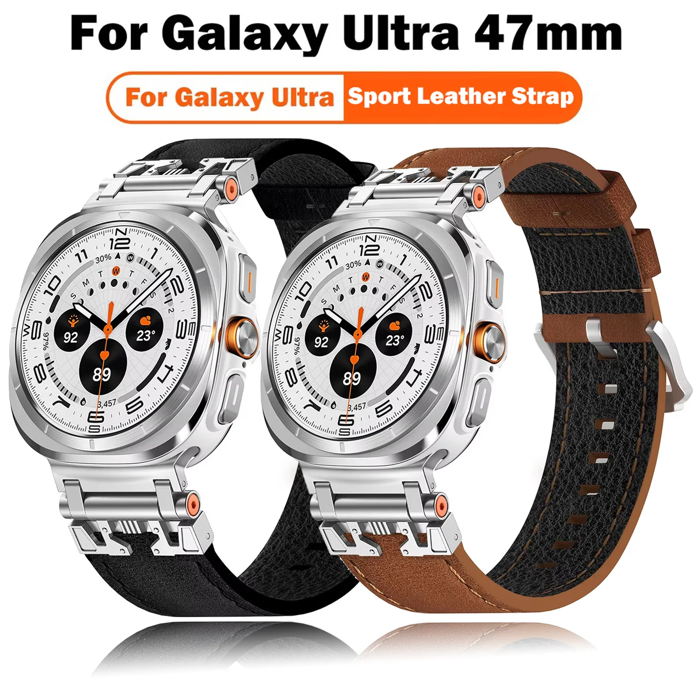 

Leather Band for Samsung Galaxy Watch 7 Ultra 47mm Stainless Steel Strap for galaxy ultra 47 ULTRA 47MM Bracelet Men Watchband