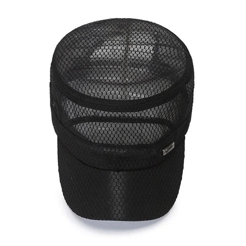 قبعة صيفية للجنسين S P حروف معدنية واقية من الشمس شبكة قبعة مسطحة موضة في الهواء الطلق قبعة عادية قابلة للتنفس للرجال والنساء