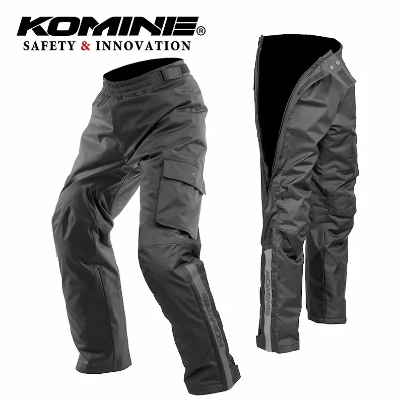 KOMINE Autumn/Winter Waterproof Motorcycle Riding Cover Quick Release Pants with Knee Support Side Waist Zipper PK-9161