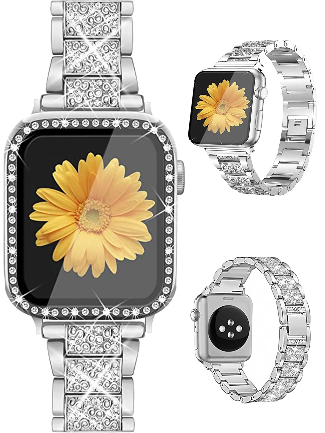 Bling‑bling Zircon‑Inlaid Watch Band, Fashion Metal Strap for Women, Compatible with IOS Watch