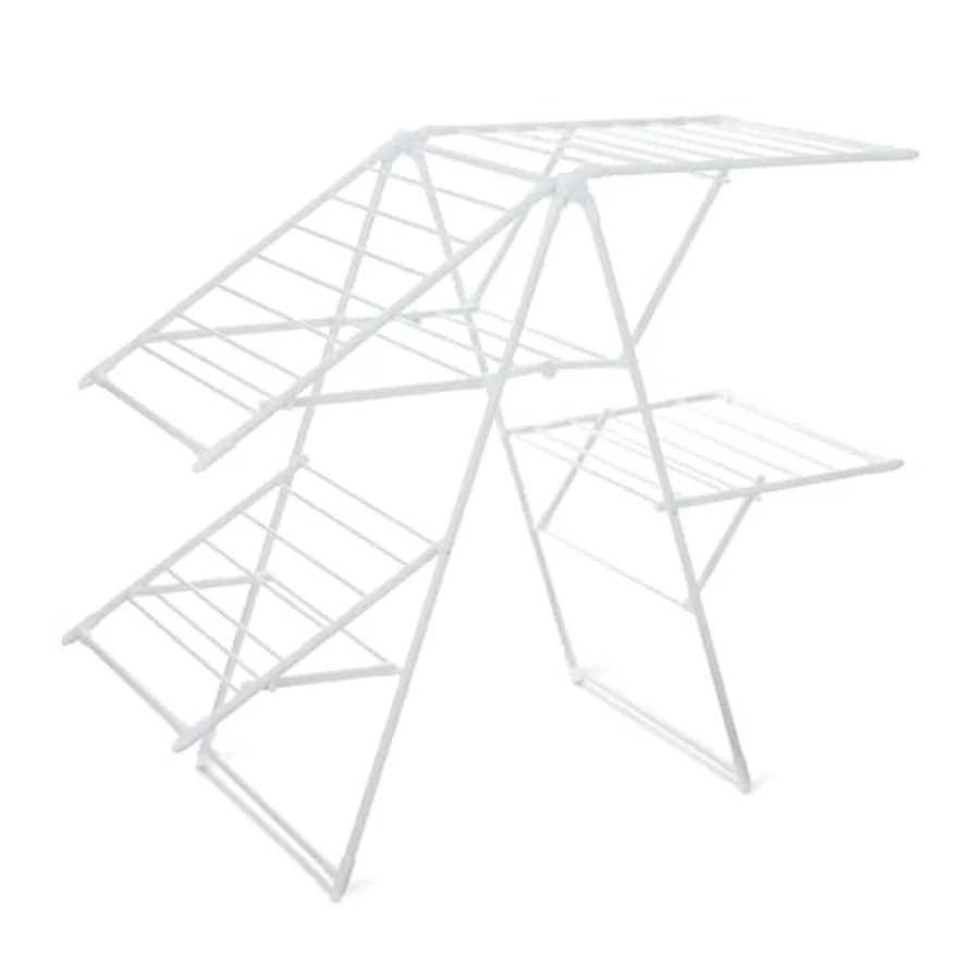 Foldable Space-Saving 4-Wing Metal Clothes Drying Rack White