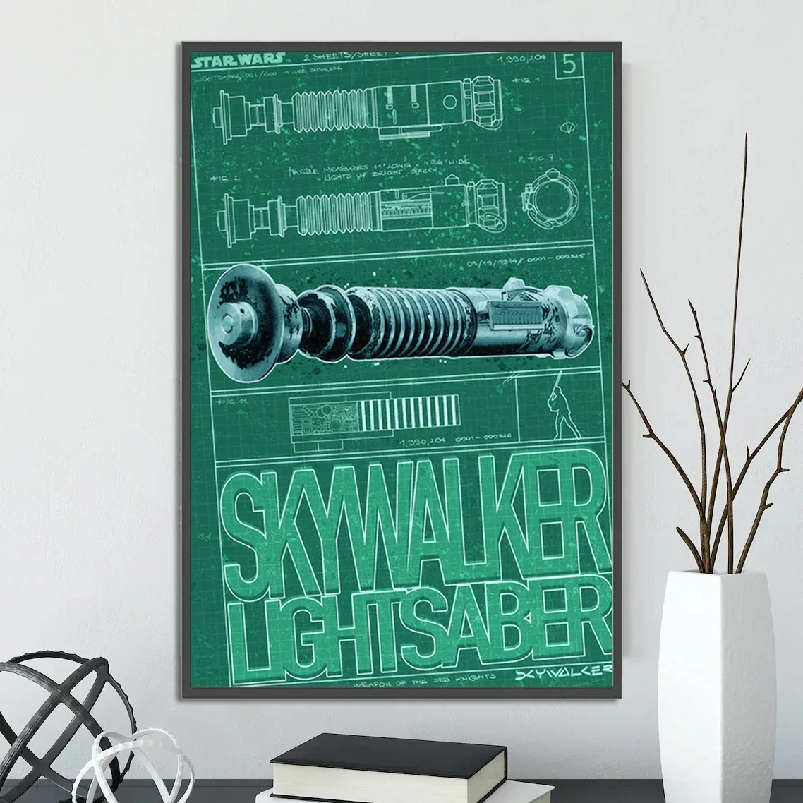 Star Wars Lightsaber Self-adhesive Poster Movie Figures Home Decoration Painting Wall Art Bedroom Decor Wallpaper Kid Gift