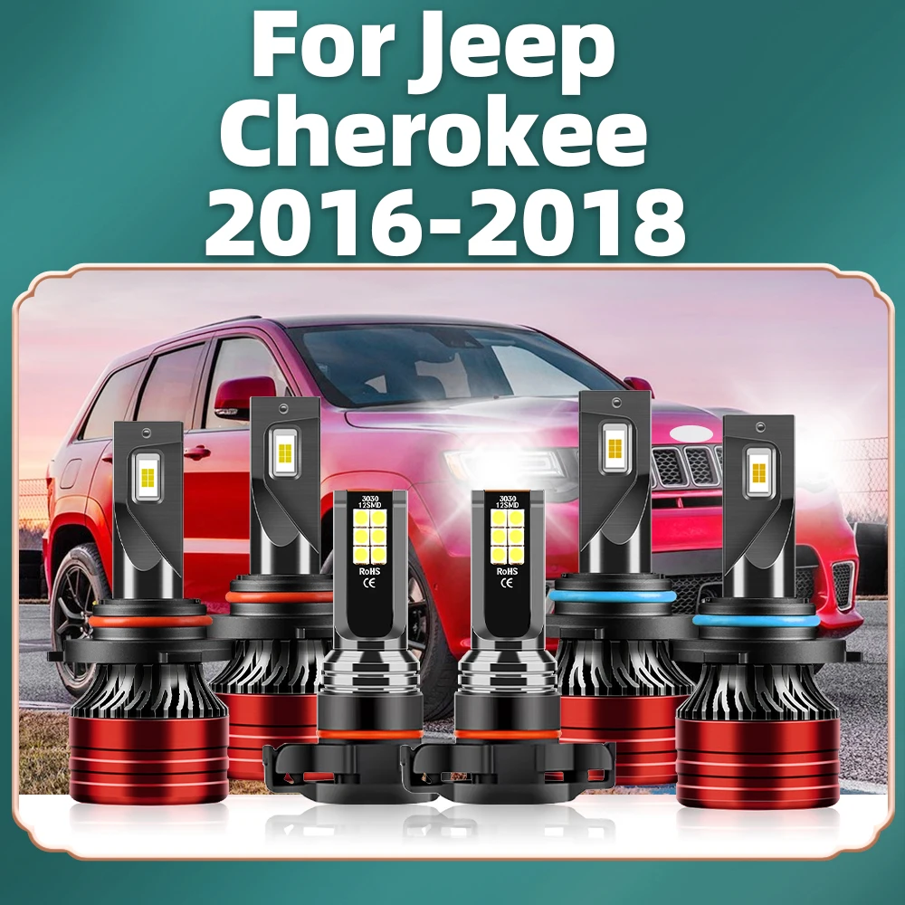 

For Jeep Cherokee 2016 2017 2018 LED Headlight Bulbs 20000LM High Power CSP Car Headlamps Fog Auto Lamp 6000K 12V 9005 9006 5202