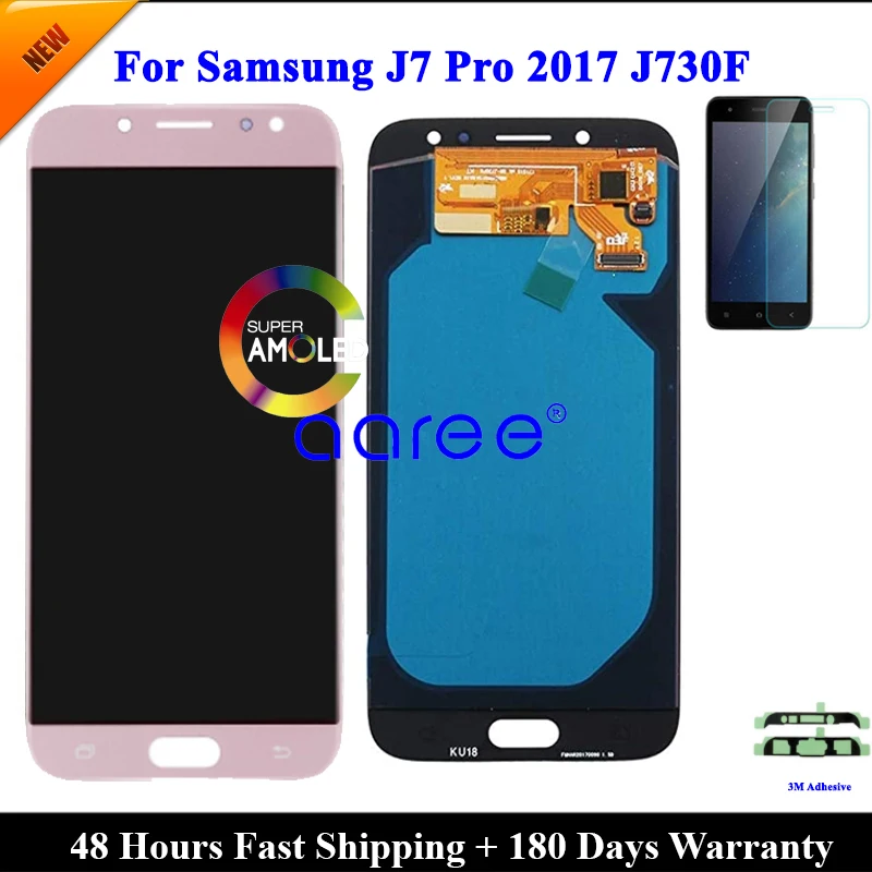 AMOLED OLED For Samsung J7 Pro 2017 J730 LCD Display For Samsung J7 2017 J730F LCD Screen Touch Digitizer Assembly + Adhesive