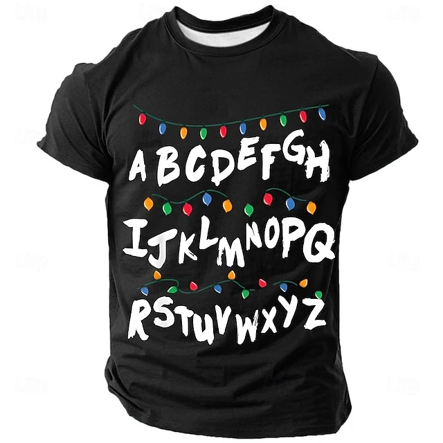 

2025 New Fashion ABCD Alphabet Print Men Sport T Shirt Fashion Casual Crew Neck Short Sleeve Street Children Unisex Tee Y2k Tops