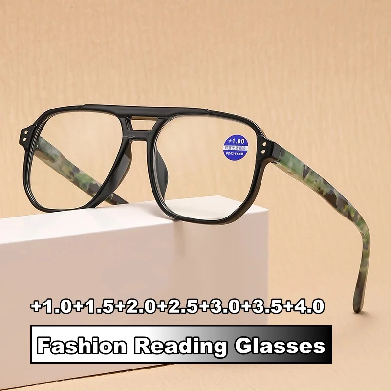 Retro Anti Blue Light Reading Glasses Fashion Presbyopia Hyperopia Men Women Computer Reading Eyeglasses Eyewear +1.0+1.5 +4.0