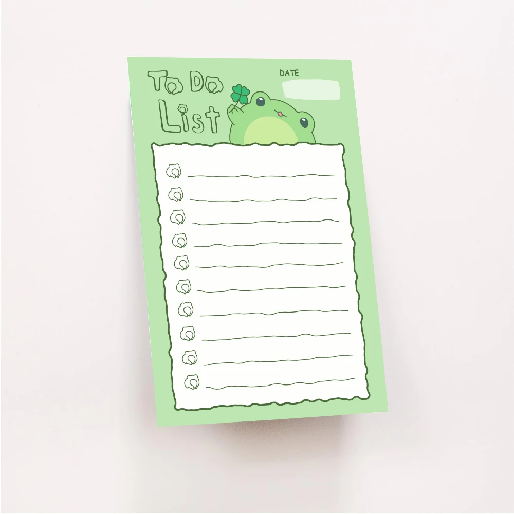 Kawaii Frog To Do List Big Sticky Notes for Task Planner to Reach Goals, School Office Stationery Supplies, 50 Sheets 4” x 6”