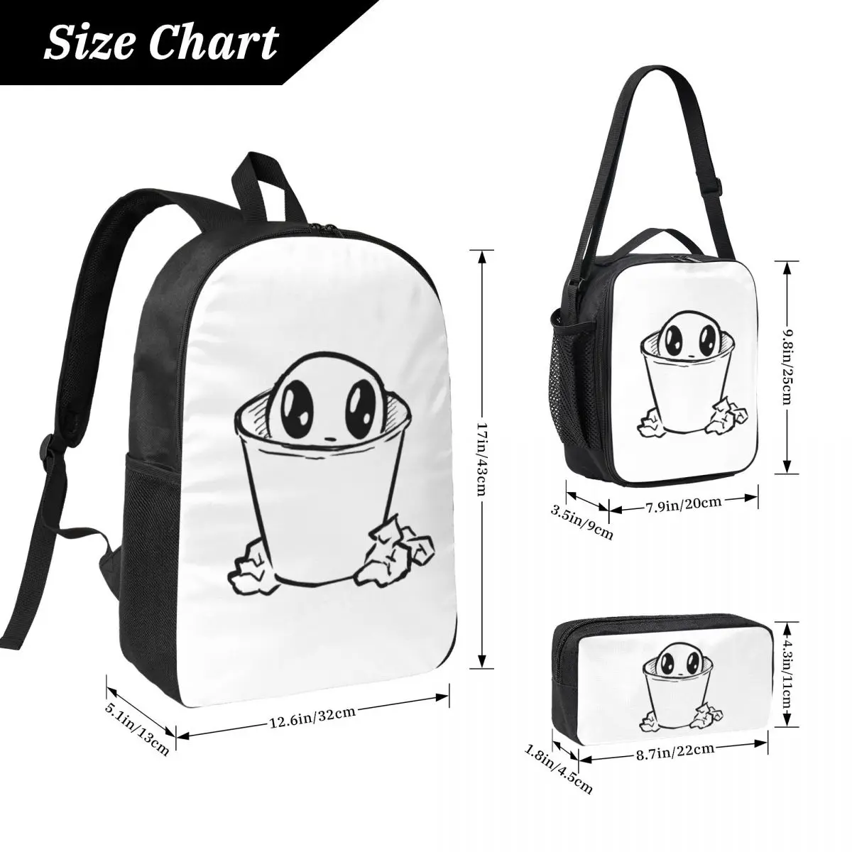 TBH Autism Creature Meme Yippee Backpack Student BookBag School Bag Computer Shoulder Bags 3ps Insulated Lunch Bag Pencil Case