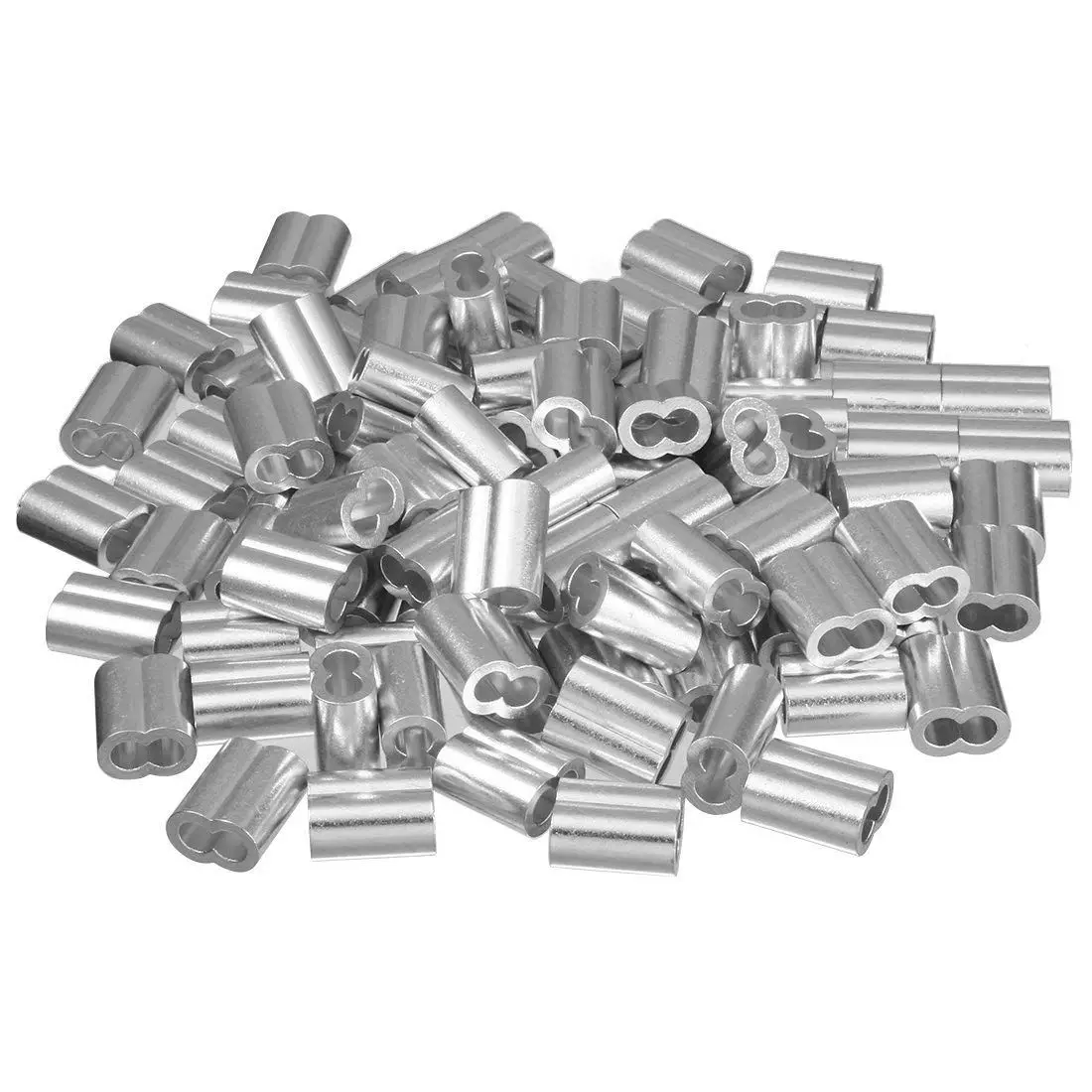 AA86 5/32 pulgadas (4 mm) de diámetro cuerda de alambre manguitos de aluminio accesorios de clip engarzadores de cables 100 piezas