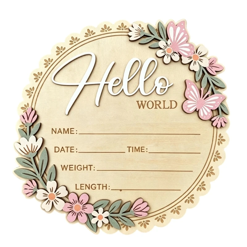 Baby Announcement Sign Welcome Baby Name Signs,3d Birth Announcement Board Plaque with Fill-In Information Sections, JOMD