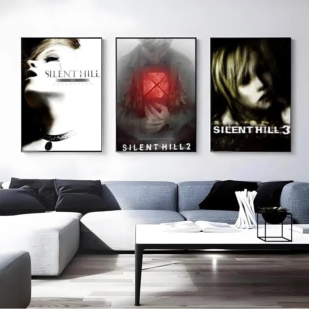 Game Silent Hill Poster Self-adhesive Art Waterproof Paper Sticker Coffee House Bar Room Wall Decor