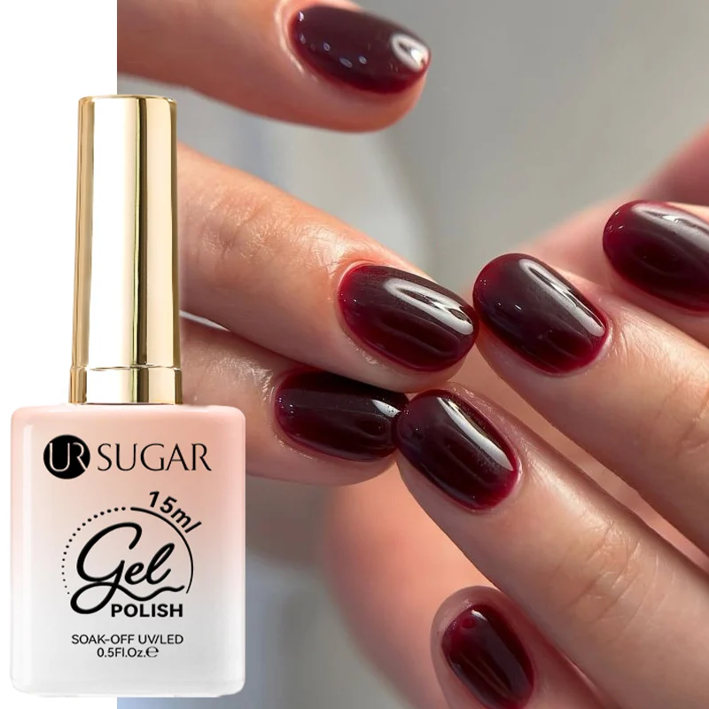 UR SUGAR 15ml Cherry Jelly Gel Nail Polish Clear Semi Permanent Nail Gel Manicure Gorgeous Color Soak Off UV LED gEL Varnish