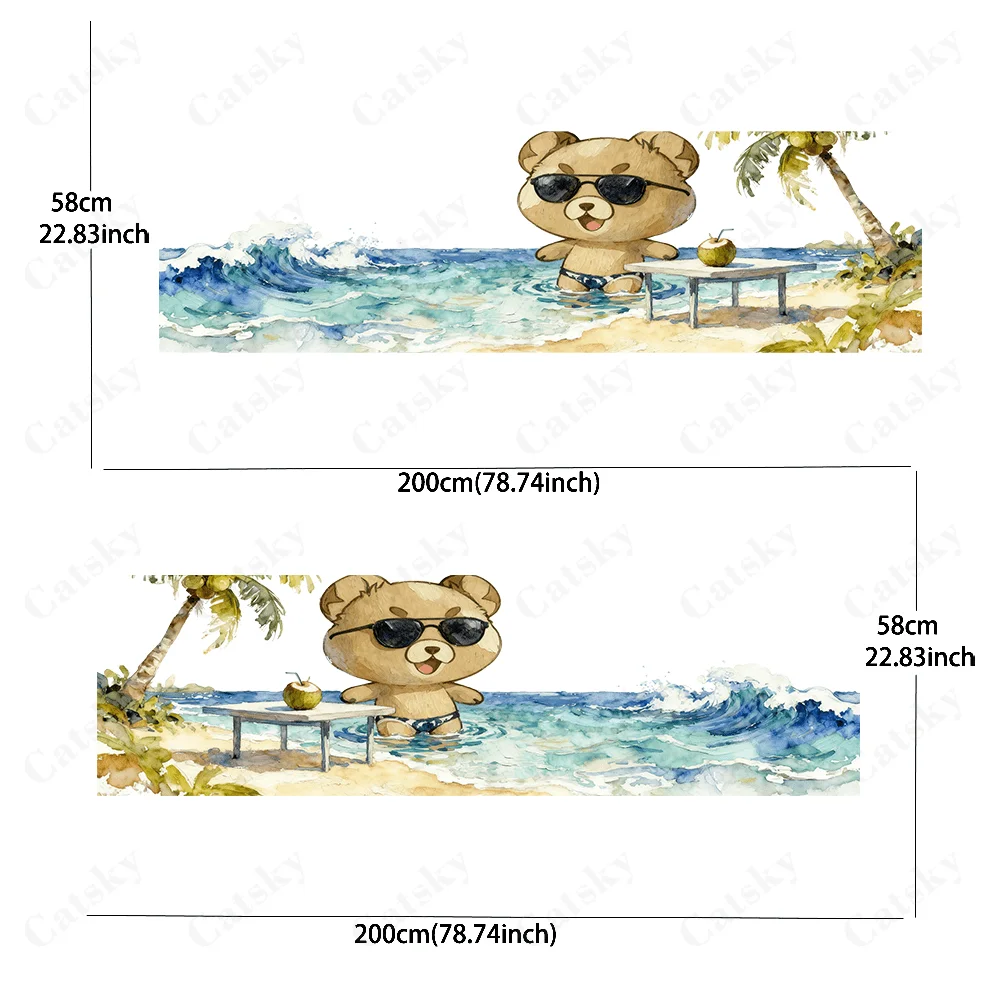 Cute pajama teddy bear creative pattern stickers for car body and door side, fashionable stickers, two pieces of decoration suit