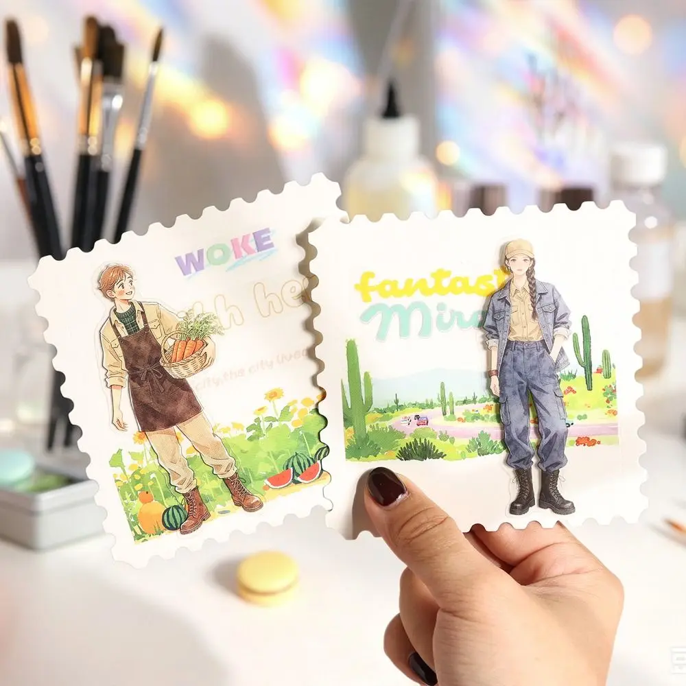 Fashion Boys Girls Character Sticker Book PET 50 Sheets Journal Stickers DIY Crafts Collage Scrapbook Stickers Album Decoration