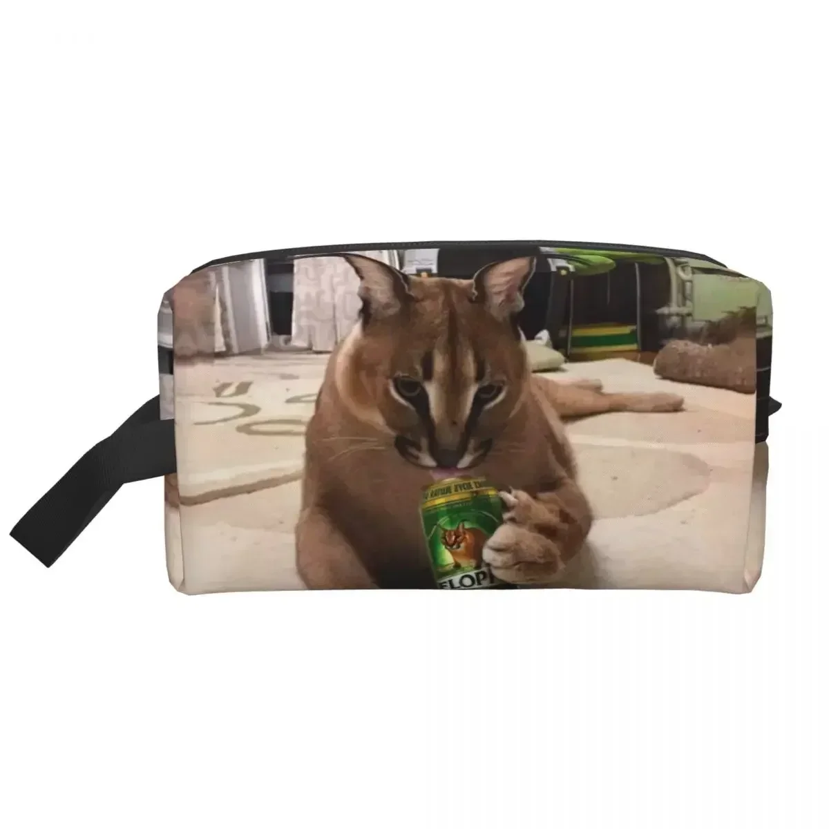 Big Floppa Meme Makeup Bag for Women Travel Cosmetic Organizer Kawaii Funny Caracal Cat Storage Toiletry Bags