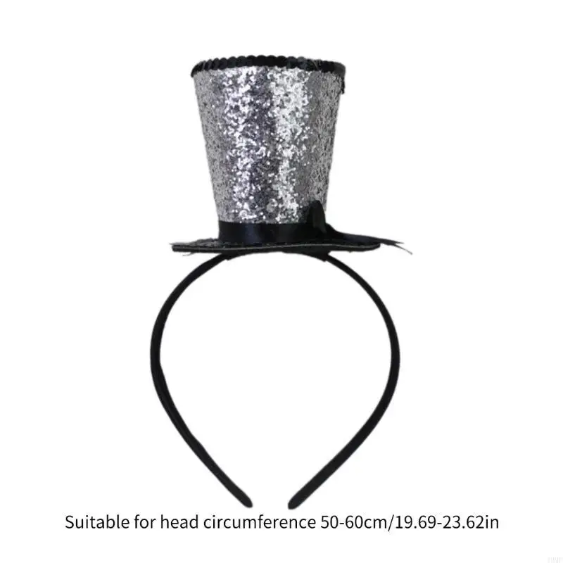 49MF Veil Top Hat Fascinators Hair Hoop Tea Hat for Girls Kids Vintage Pillbox Hat Tea Hat Fascinators Halloween view 6