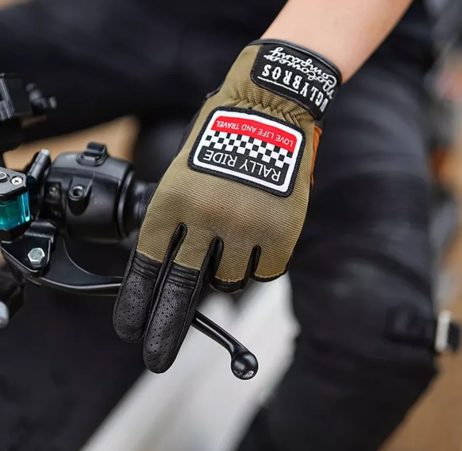 Uglybros Motorcycle Riding Gloves Leather Retro Motocross Gloves Touch Screen Protective For Motorbike Guantes