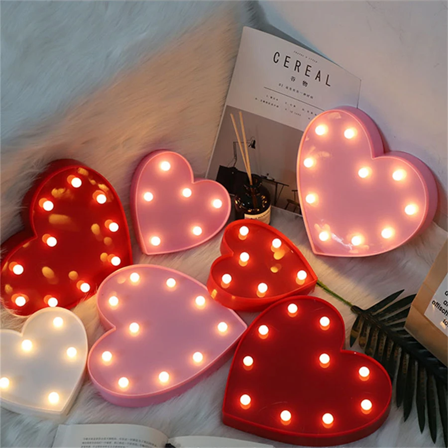 decorative wall lighting bedside lamp Red Pink heart led lamp 3D children night light girls gifts Bedroom decoration lighting