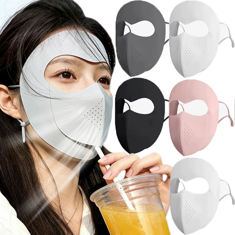 

Women's Full Facial Protective Mask Breathable Sunshade Sunscreen Lightweight Drinking Water Outdoor Mask for Summer