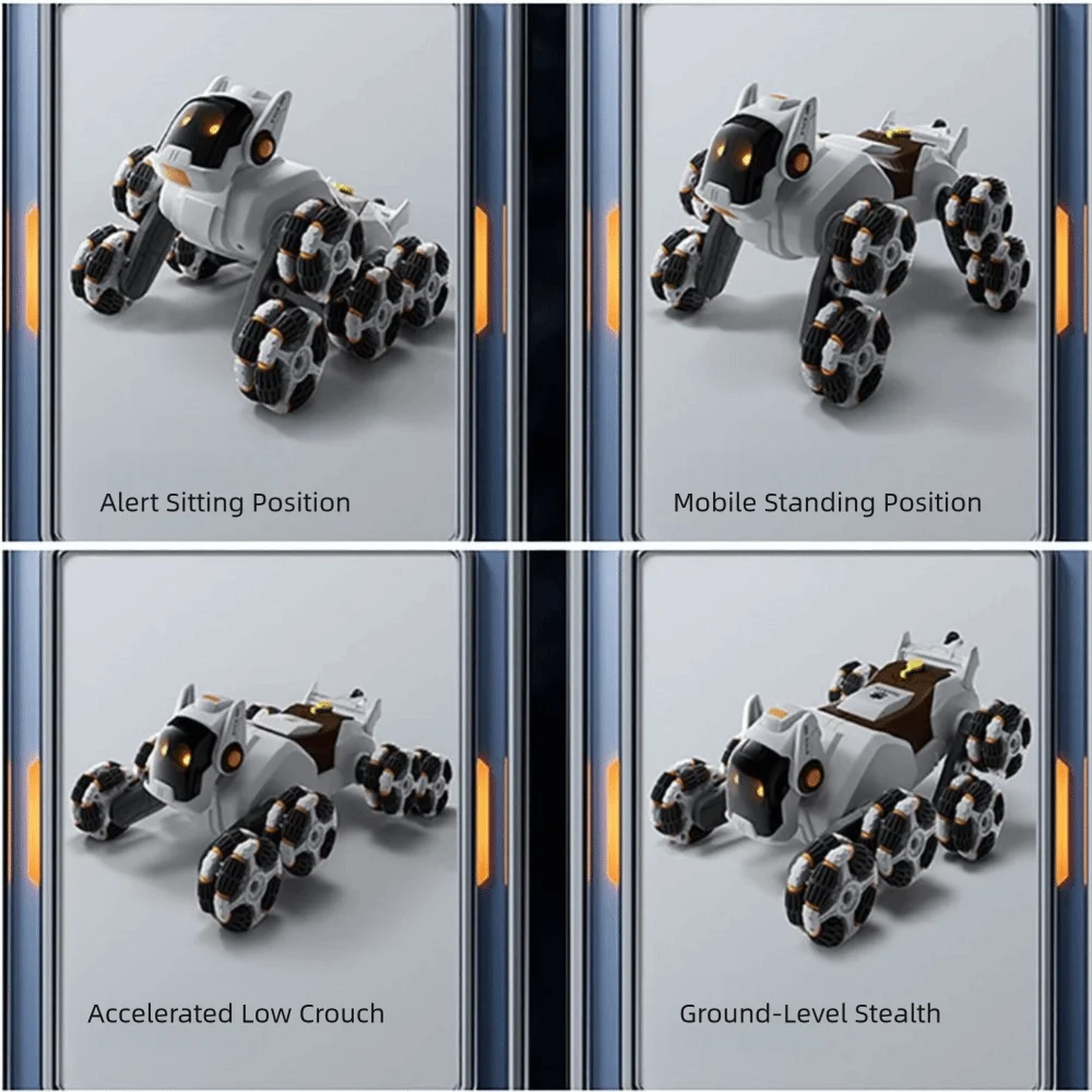 New 2.4G RC AI Robot Plastic Eight Wheeled Remote Control Robot Silver Stunt Drift Robot Dog Children's Gift
