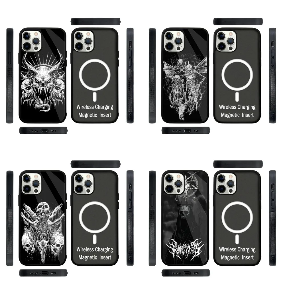 Satanic Scary Skull  Phone Case Strong Magnetic For IPhone 15,14,13,Pro,Max,Plus,11,12,Mini For Magsafe Wireless Charging