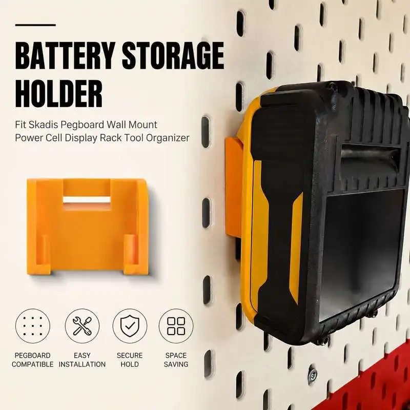 Practical Battery Storage Holder Rack Compatible With Skadis Pegboard Wall Mount Garage Workshop Tool Accessory Organizer