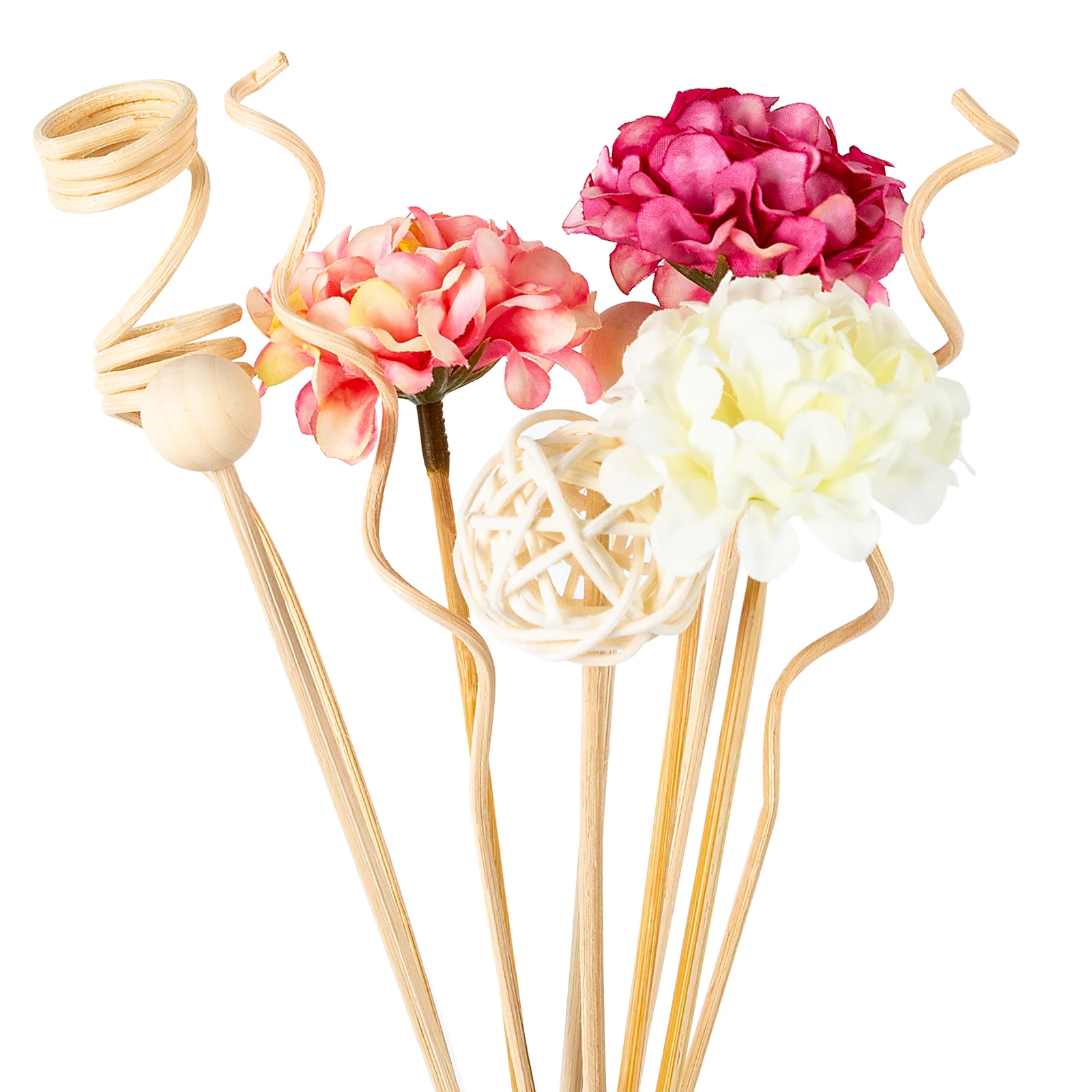 10PCS Pink Hydrangea Flower Rattan Sticks Fireless Fragrances Reed Diffuser Stick DIY Ornaments Home Decor