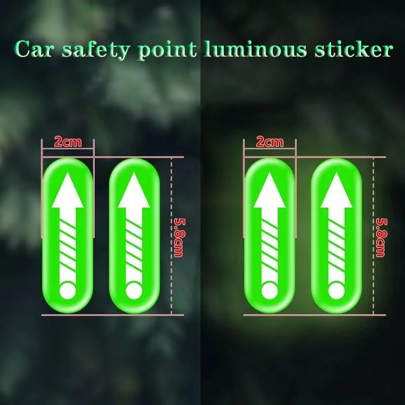 

4 шт., наклейки с точками безопасности вождения для начинающих, светящиеся в темноте автомобильные напоминания, необходимые аксессуары для помощи вождения