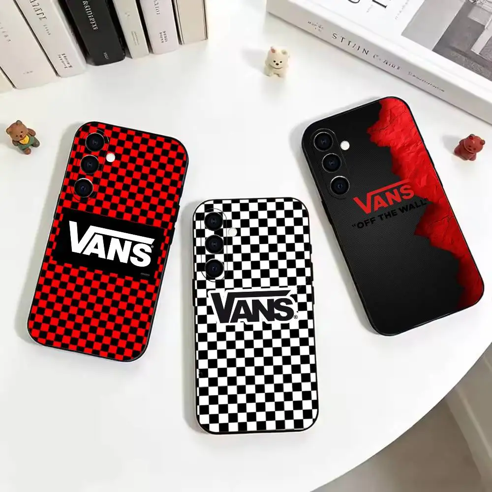 V-vans LOOG Classic Brand Soft Silicone phone Case for Samsung Galaxy A73//A72/A70/A53/A52/A51 - Black