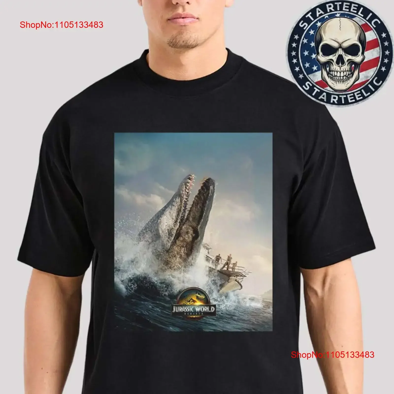 ملصق 4DX لوليد العالم الجوراسي فقط في المسارات 2 يوليو 2025 تي شيرت عتيق مغسول قابل للتنفس ممتد للجنسين أوم #1
