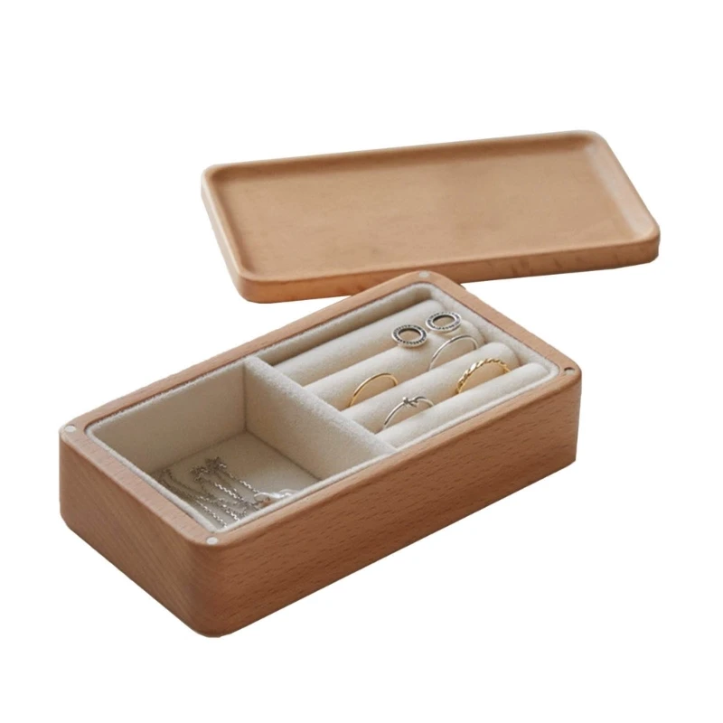 

Wooden Jewelry Box Organizer for Women Teen Girls Luxury Wooden Cases with Ring Tray Large Jewellery Storage Display 57BD