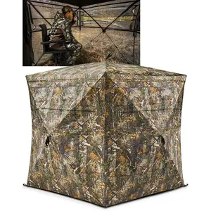 Portable 270° See-Through Pop-Up Hunting Tent with Carrying Bag, Forest Fade Camouflage