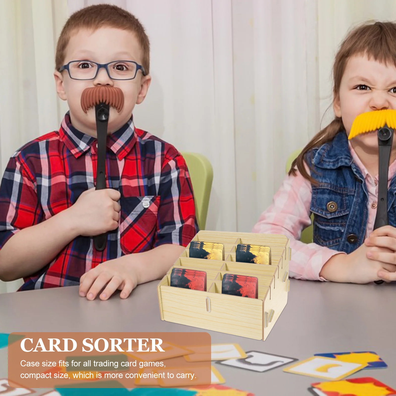 

Game Cards Storage Box 12-Grid Wooden Organizer for Tcg Collection Portable Desktop Card Holder Multi-Compartment Sorting Tray