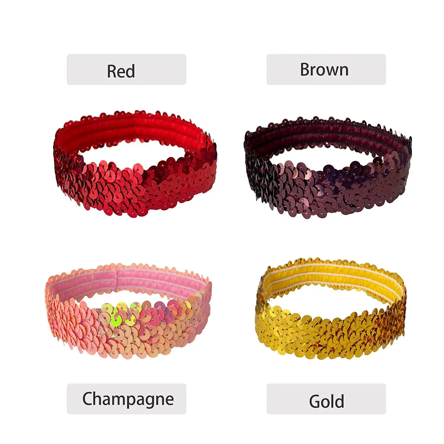 Euro Style Sparkle Sequin Headband - Stretchy Dance Sports Headwrap for Kids Performance, Competition, Fashion Hair Accessory