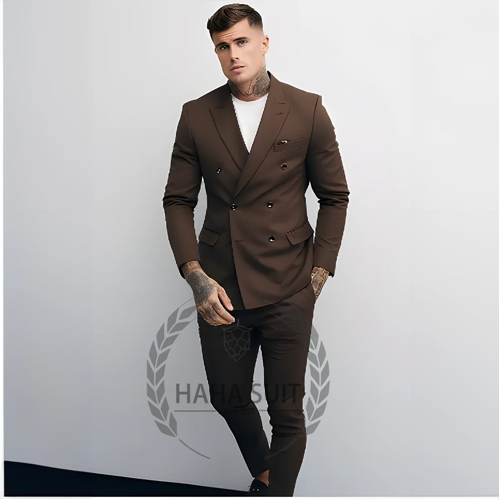 Men's Suit  2-Piece Tailored Clothing Fashion Men's Wedding Groom Suits Best Man Dinner Engagement Tuxedo