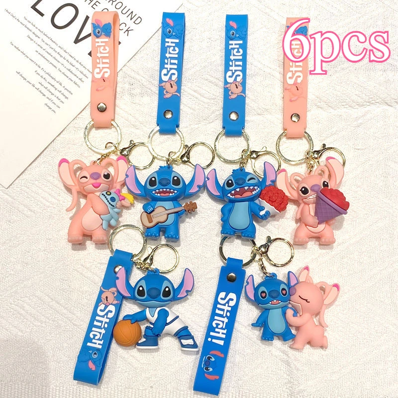 

1 Set Anime Keychains Disney Keychain 2025 Lilo & Stitch New Cartoon Keyring Key Chain Car Pendant Kids Toys Gifts