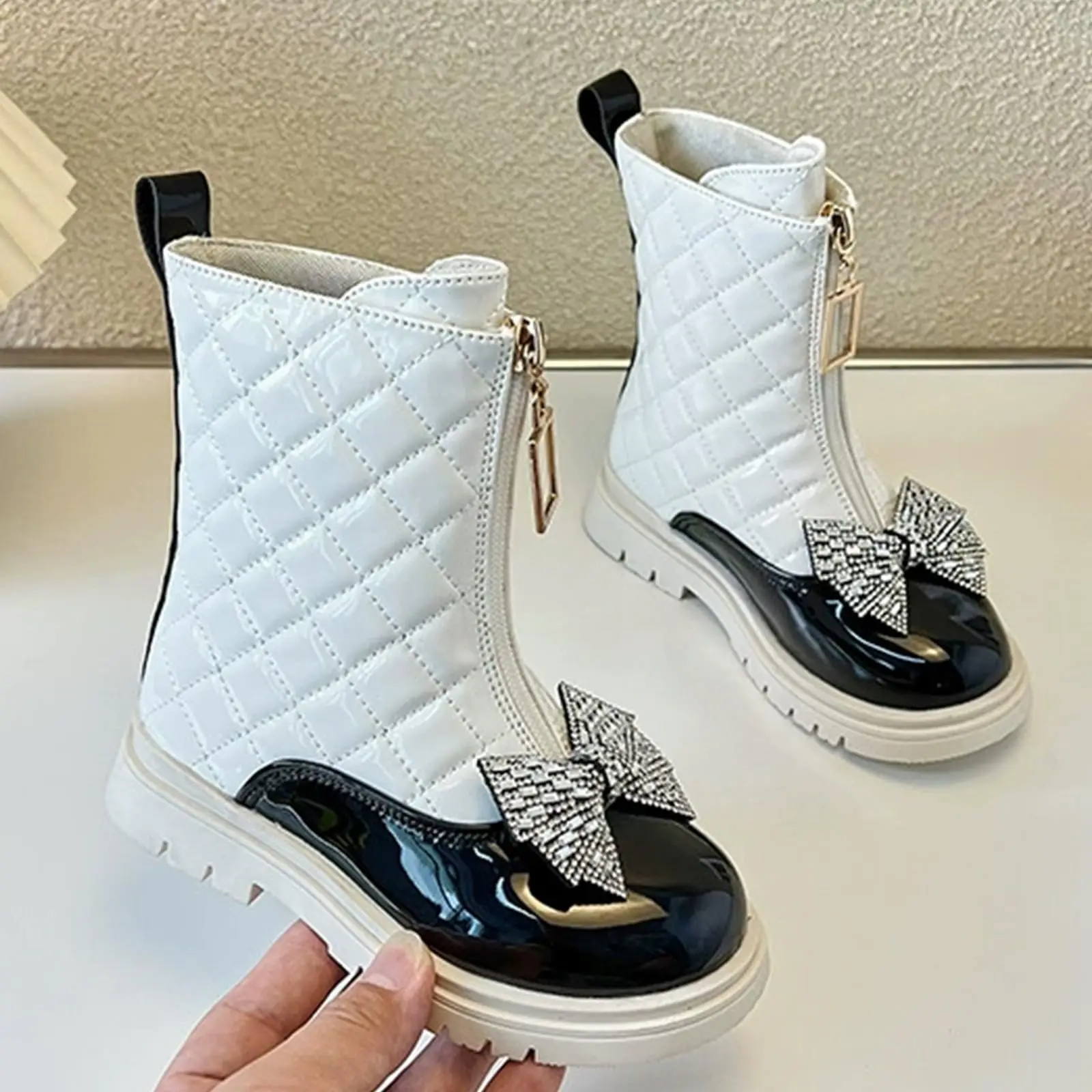 

Children'S Short Boots Spring and Autumn Leather Boots British Fashionable Single Boots Warm Boots Non-Slip Toddler Snow Shoes