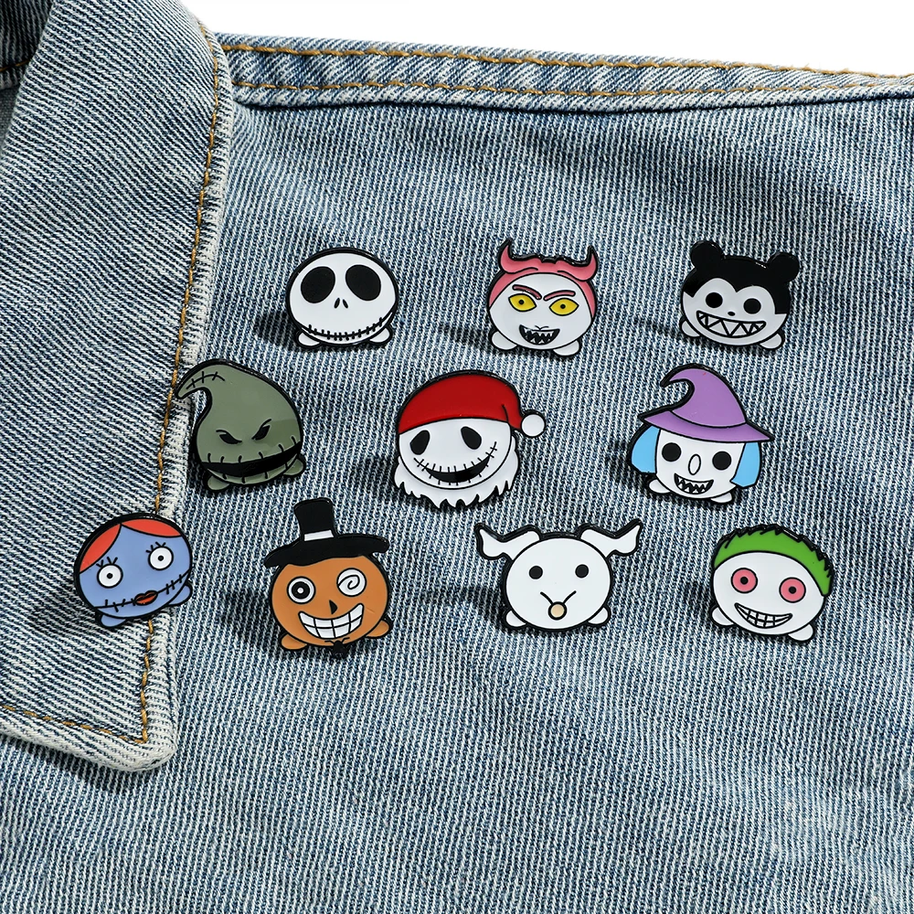 The Nightmare Before Christmas Cartoon Enamel Pins Jack Skellington Sally Oogie Boogie Cute Brooches Disney Anime Badges