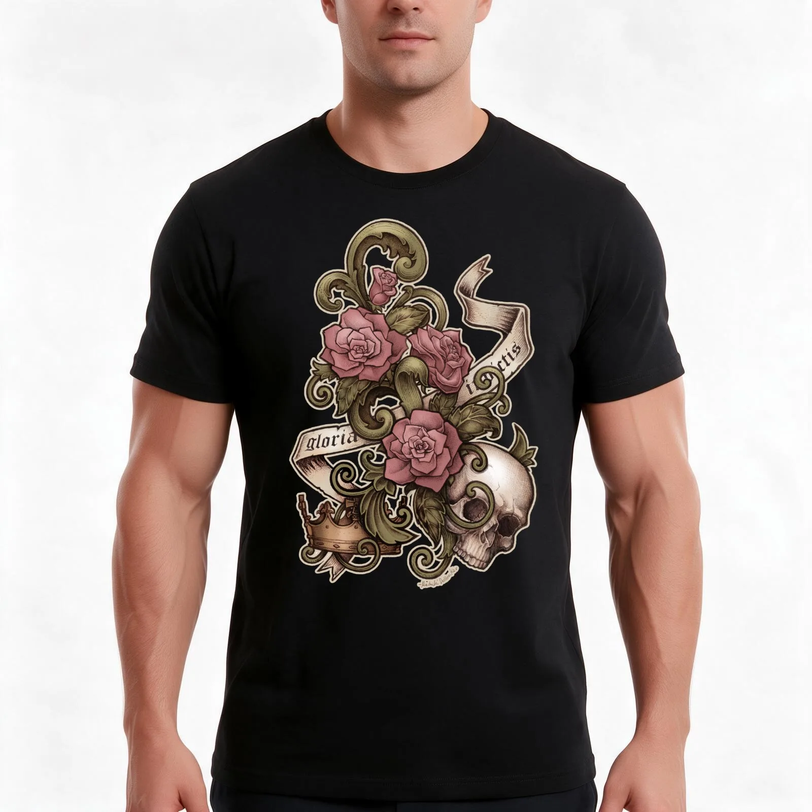 Gloria Invictis color T-Shirt, Summer Casual Cotton Tee, Oversized Streetwear Tops, Vintage Graphic Print, Unisex Men Women
