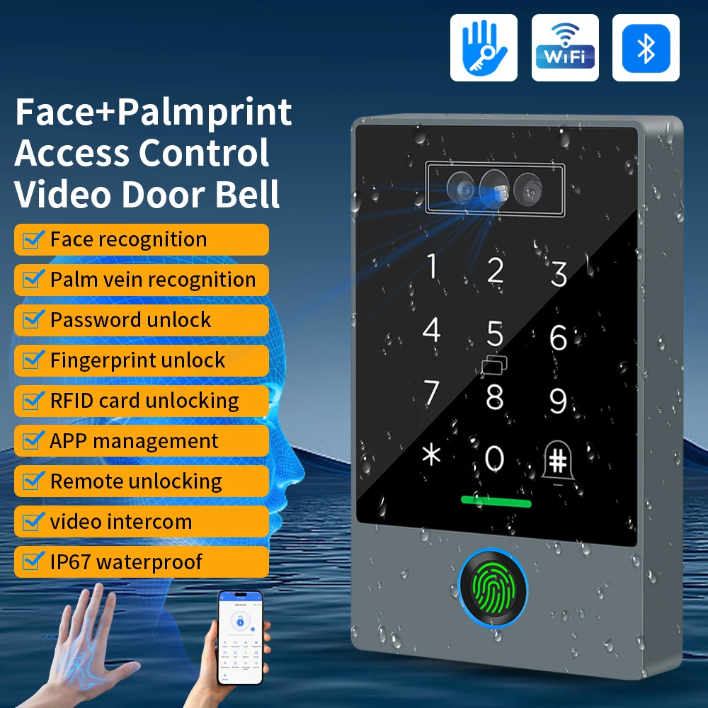 Asia-Teco Palm Vein TTLOCK APP WIFI Facial IP67 Access Control Time Attendance 3D Face Recognition 13.56MHZ RFID +Fingerprint