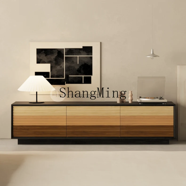 

CL TV cabinet/black walnut cherry wood solid wood blackened medieval retro living room TV cabinet