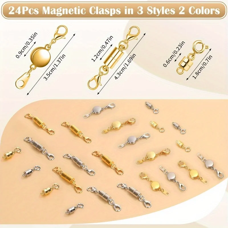 Magnetic Necklace Clasps and Closures, Round, Cylindrical, Tubular Jewelry Magnetic Clasp Connector Locking Magnetic Clasp