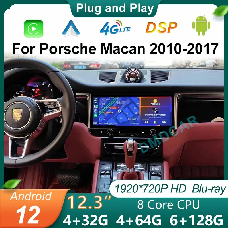 

Android 12 GPS Navigation 12.3" Blu-ray Screen Head Unit For Porsche Macan 2010-2017 IPS DSP Carplay 4G Car Multimedia Player