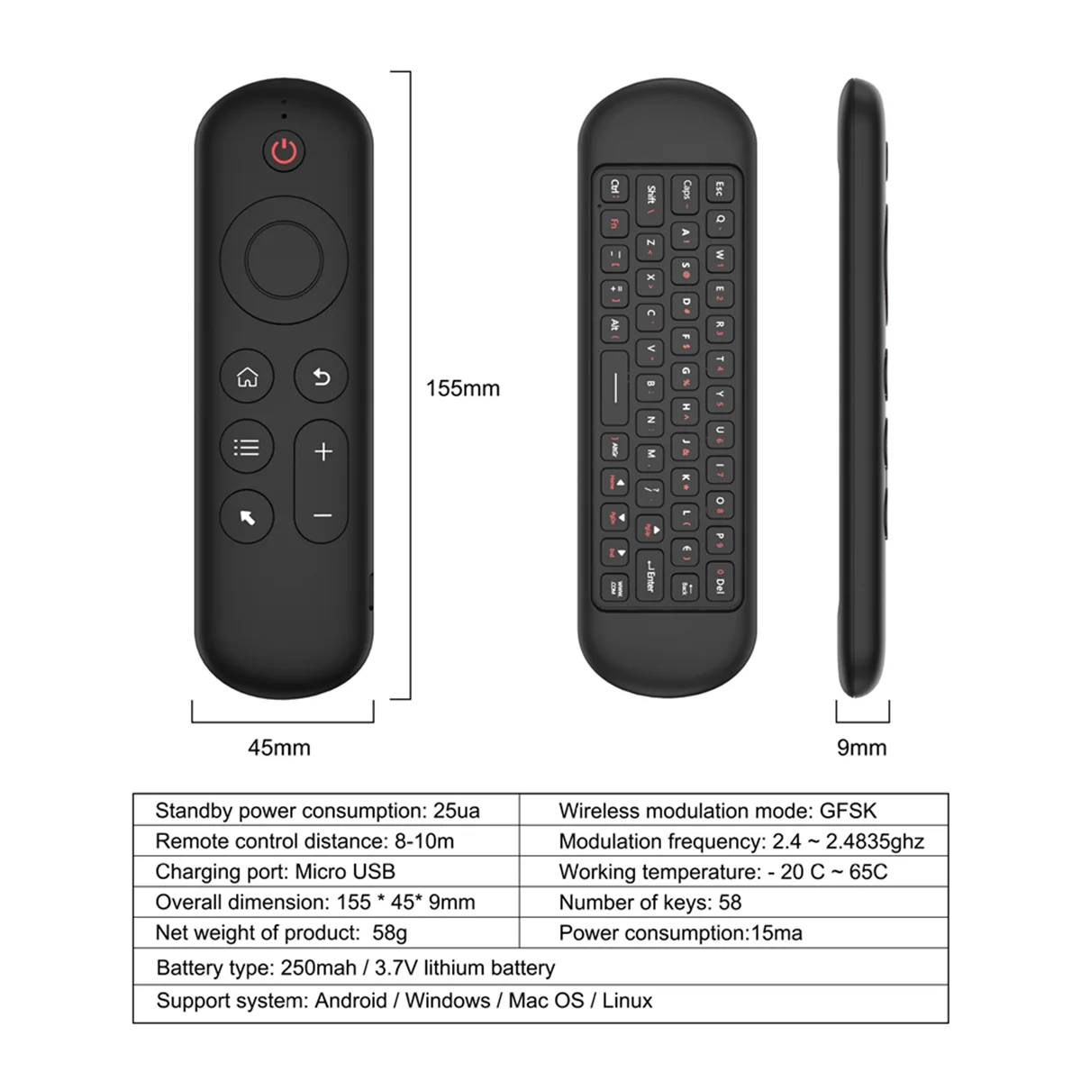 M5 IR 2.4G Air Mouse Remote Touchpad for Android TV Box PC Mini Wireless Keyboard Flying Mouse(With Color Backlit)