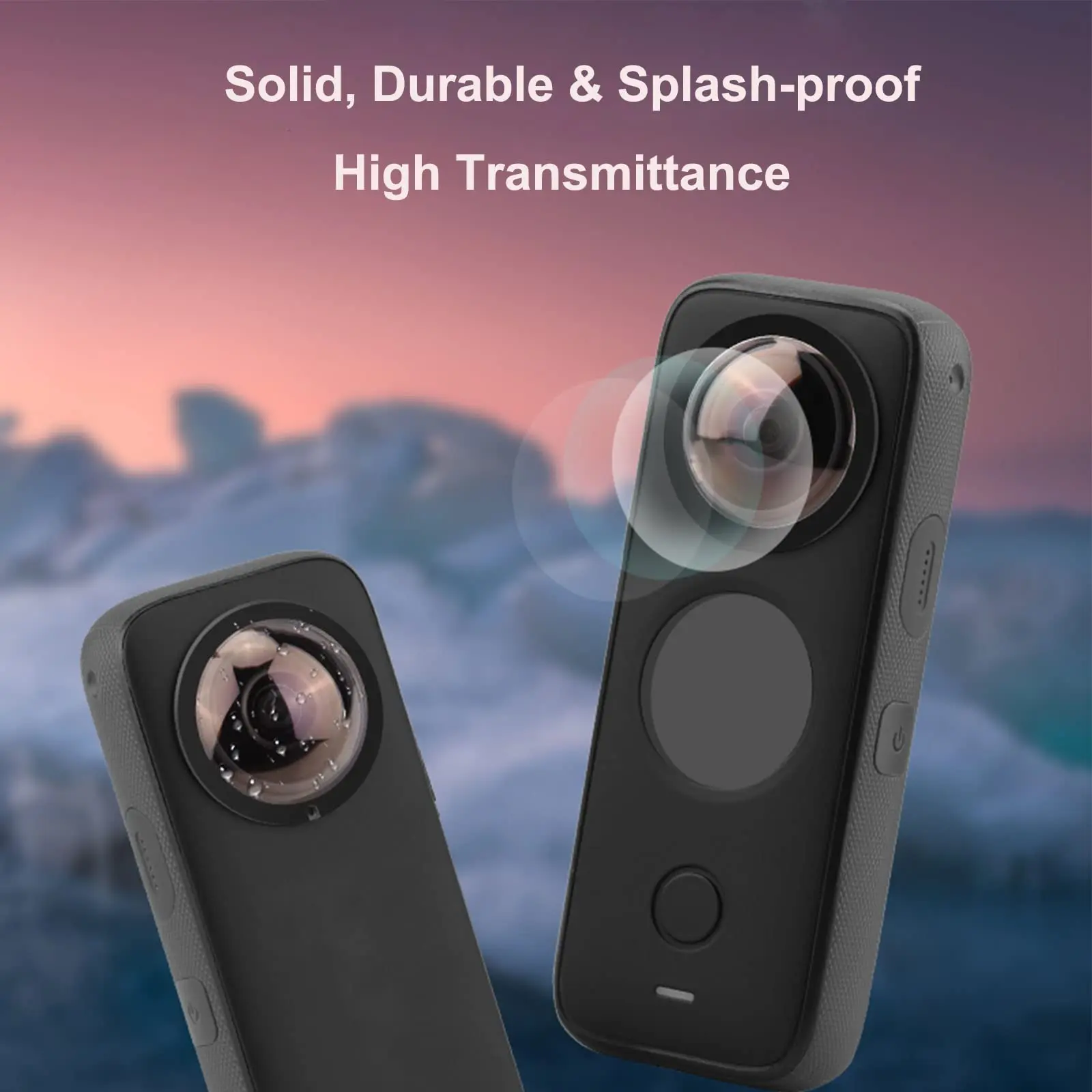 Para protectores de lentes Insta 360 X2 con cubierta protectora de pantalla, Protector de pantalla de vidrio templado para accesorios Insta 360 X2