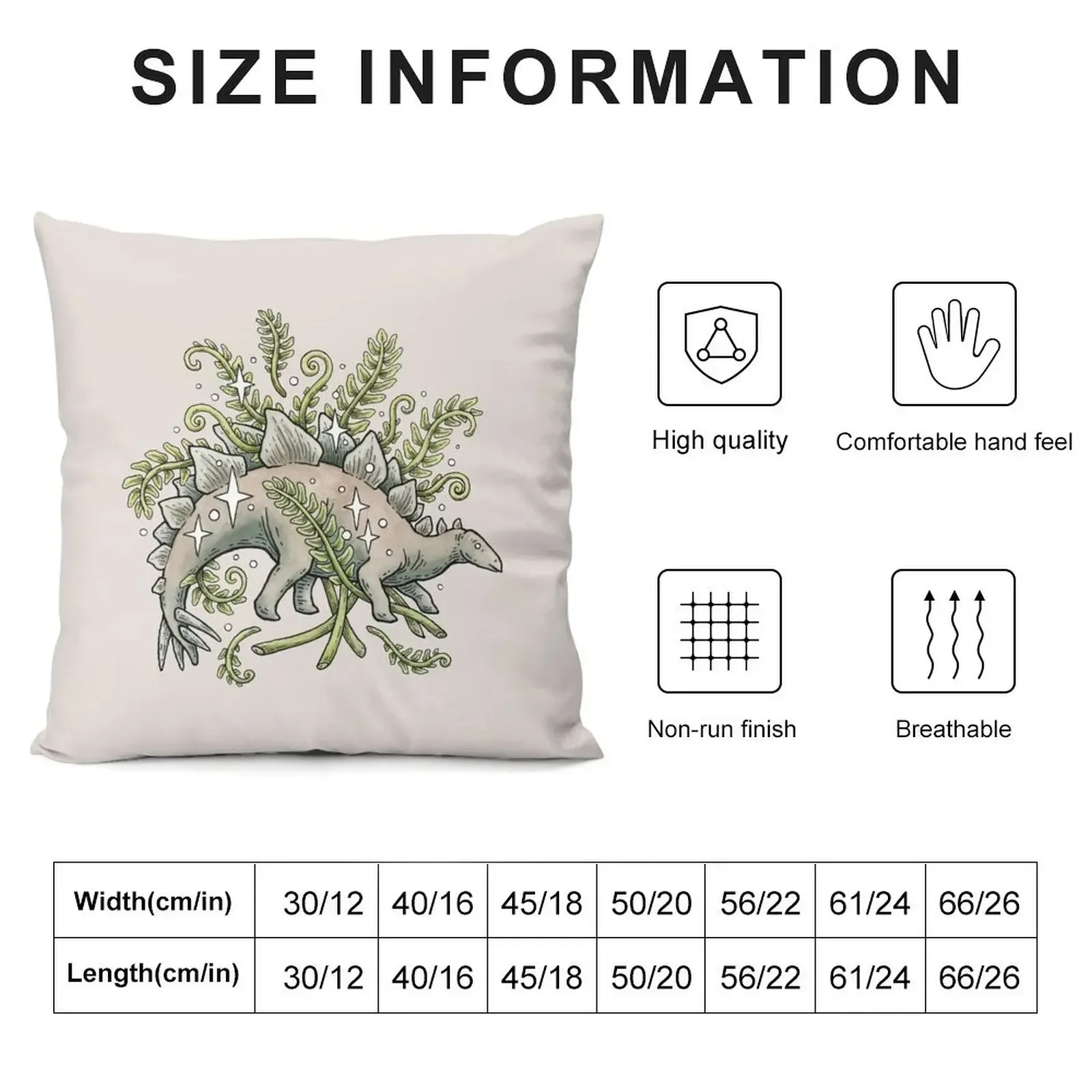 Stegosaurus & Ferns Dinosaur Botanical Art Throw Pillow Cushions Christmas Pillowcase pillow