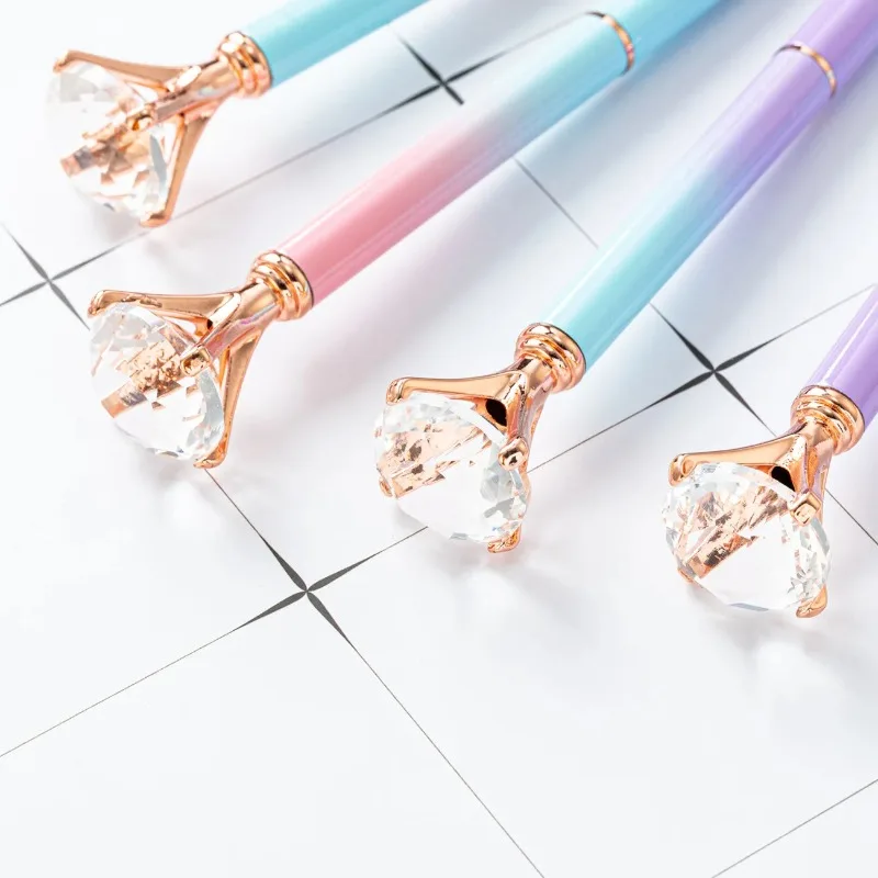 Custom Logo Diamond Ball-point Pen Office Stationery Gifts Metal Diamond Crystal Pens Logo Printing Gradient Diamond Gift Pen