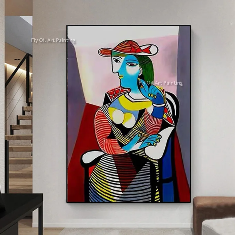 Abstract Picasso Art On Canvas Handmade Woman Portrait Oil Painting Colorful Elegance Women Wall Art Decor Ready To Hang