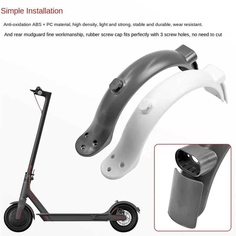 For Xiaomi M365 Pro2 1S MI3 Electric Scooter Rear Fender Set Bracket Taillight Accessories,White